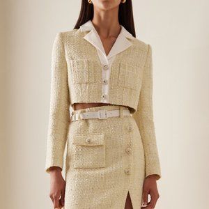 Self Portrait Cropped bouclé jacket